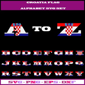 Croatia svg, Croatia flag svg, Croatia png, Croatia clipart, Croatia clip art, fancy letters svg, Alphabet Svg, dxf, eps