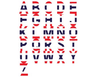 Thailand Flag Font Alphabet, Clipart Letters, Otf Svg Png Dxf Eps Digital Download For Crafting