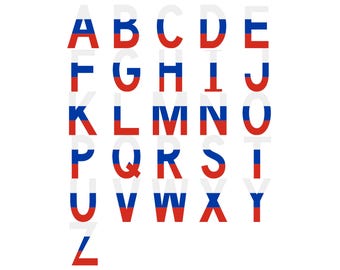 Russia Flag Font Alphabet, Clipart Letters, Otf Svg Png Dxf Eps Digital Download For Crafting