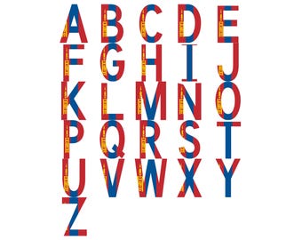 Mongolia Flag Font Alphabet, Clipart Letters, Otf Svg Png Dxf Eps Digital Download For Crafting