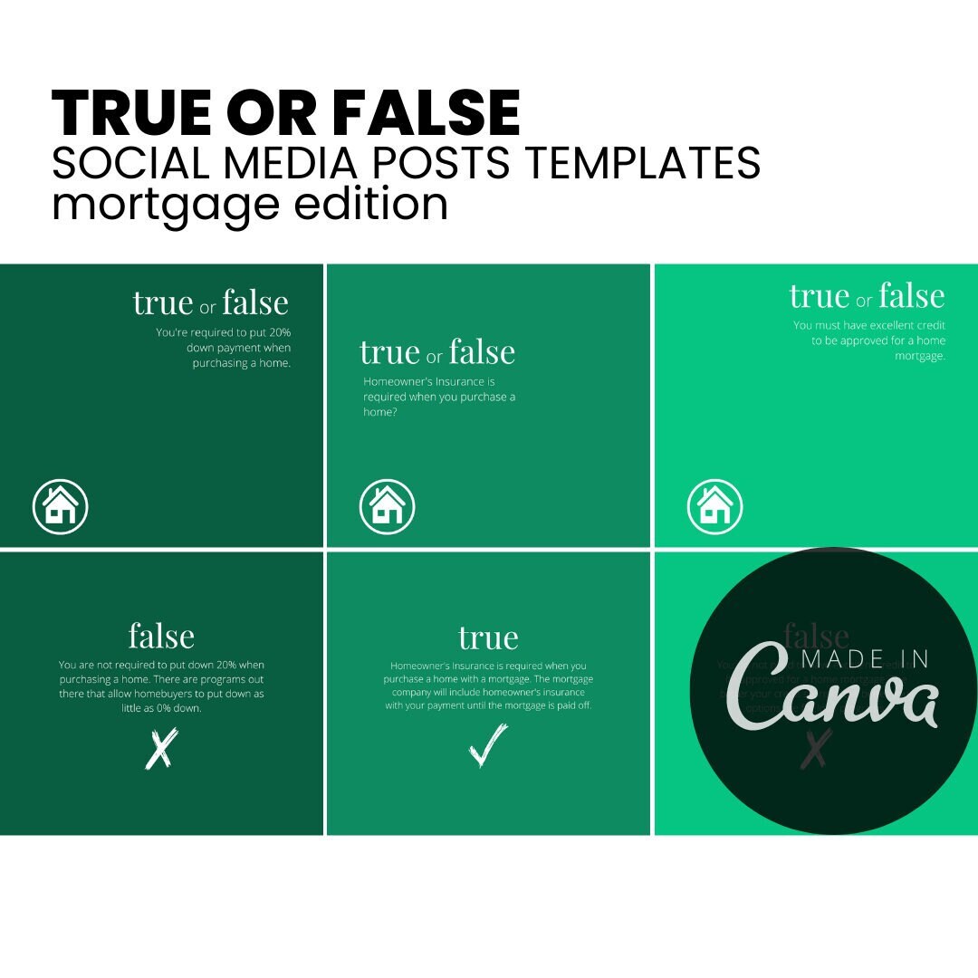 True or False Social Media Posts, Mortgage Marketing, Realtor Marketing ...
