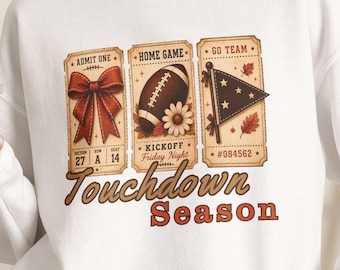 Sweatshirt voor het voetbalseizoen, Touchdown-trui, vintage cadeau voor sportfans, trui voor een tailgate-feestje