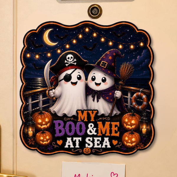 My Boo & Me At Sea Magnet, Halloween Cruise Cabin Door Decor, Couples Vacation Gift