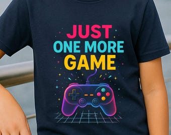 Just One More Game Youth Shirt, Retro Video Game Controller Tee for Kids