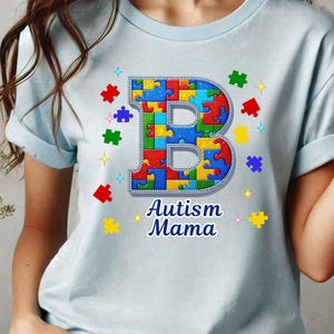 Letra PNG personalizada para mamá, papá o guerrero con autismo / Diseño de letra de pieza de rompecabezas personalizada / Archivo de sublimación para concienciación sobre el autismo