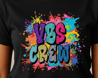 VBS Crew Shirt, Bright Paint Splash Tee for Vacation Bible School Volunteers & Staff