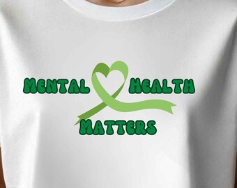 Mental Health Matters PNG, Mental Health Awareness PNG, Green Ribbon Png, Mental Health PNG