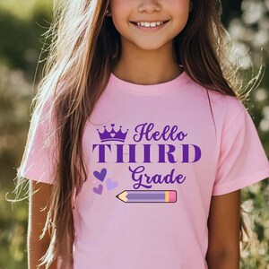 Hello Third Grade SVG: Back to School Girls Design (Digital Download)