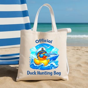 Official Cruise Duck Hunting Tote Bag, Funny Rubber Duck Exchange Gift, Reusable Cruise Tradition Bag, Cruise Travel Essentials