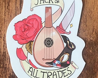 DnD Bard "Jack of All Trades" Sticker, Die Cut