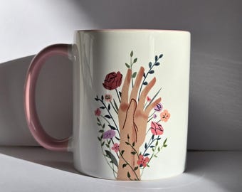 Floral Art Mug, lovely gift for plant lovers
