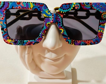 Oversize Hand Painted Sunglasses