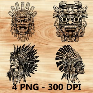 Cabeza de sumeria maya azteca antigua Archivo láser Grabado en madera PNG Tabla de cortar para cocina Patrón de tablón Posavasos Xtool Glowforge LightBurn Diodo