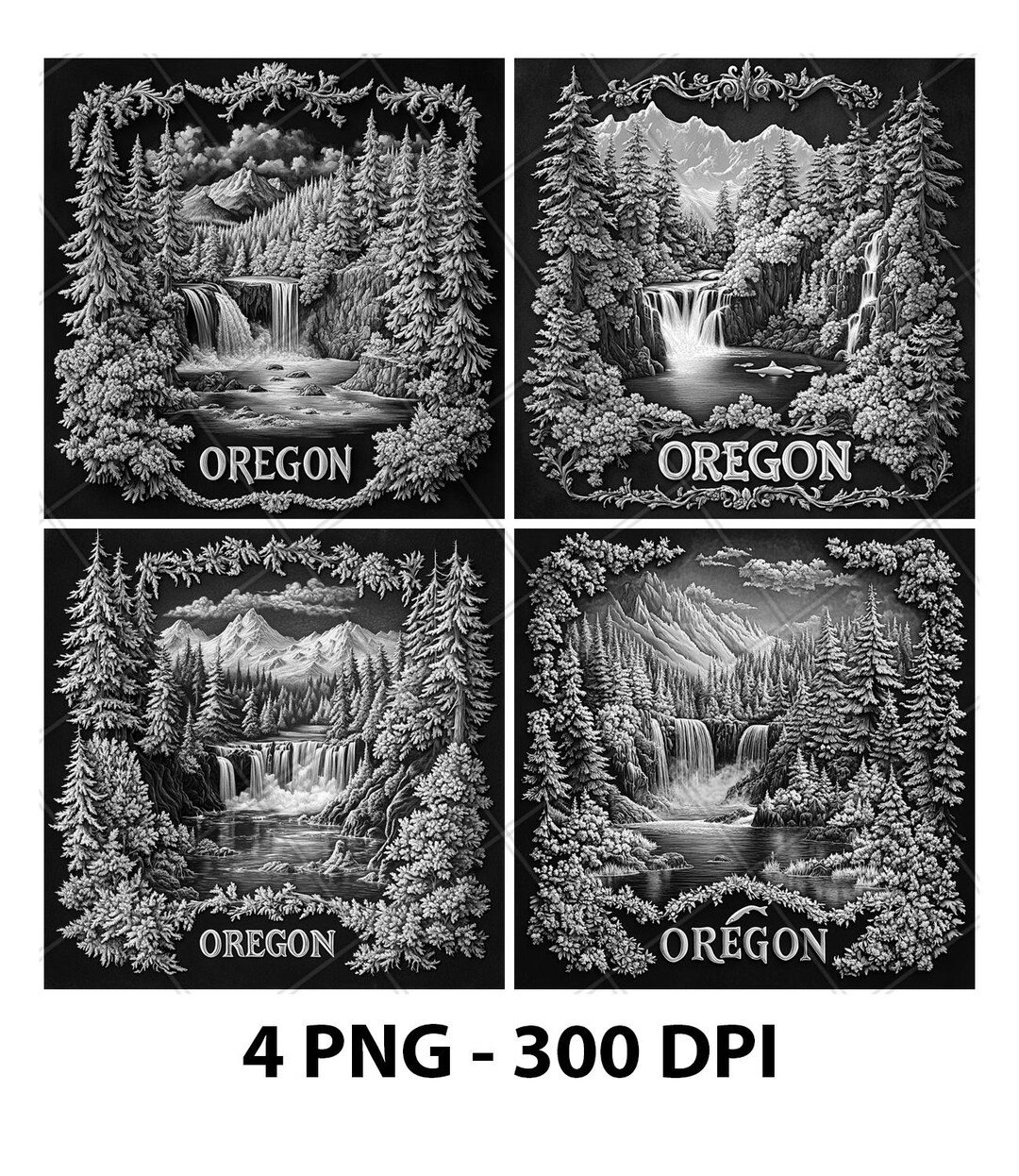 Oregon Pattern Oregon US State Crater Lake Evergreen Slate Engraving File Wood Engrave ...