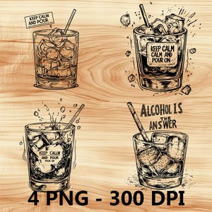 Alcohol Licor Citas Whisky Ron Archivo láser Grabado en madera PNG Tabla de cortar para cocina Patrón de tablón Posavasos Xtool Glowforge LightBurn CO2 2D