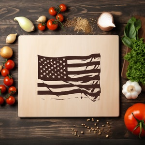Bandera estadounidense, archivo PNG láser, grabado, bandeja de madera, tabla de embutidos, tabla para quemar, posavasos, grabado Xtool, CNC, Glowforge, LightBurn, diodo de CO2.