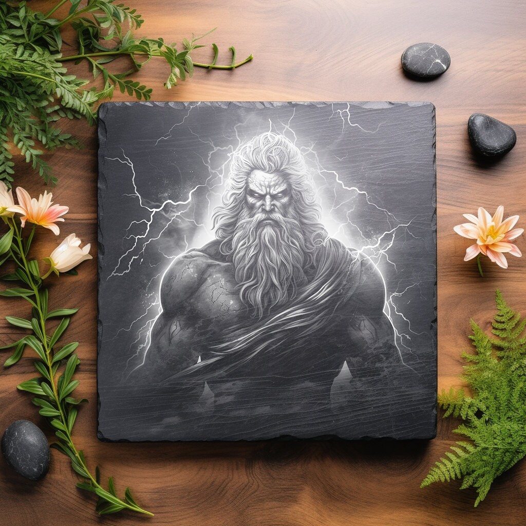 Zeus Lightning Greek God Lord Slate Engraving File Laser Engraved PNG ...