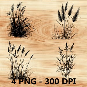 Lavandas Pastos Malezas Plantas Flores Archivo láser Grabado en madera PNG Corte de cocina Tabla de cortar Patrón de tablón Posavasos Xtool Glowforge LightBurn
