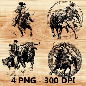 Matador Torero Español Mexicano Archivo Láser Grabado en Madera PNG Tabla de Cortar para Cocina Patrón de Tablón Posavasos Xtool Glowforge LightBurn