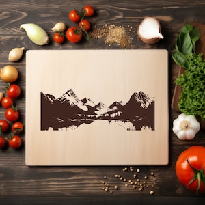 Lago Río Estanque Mar Archivo PNG láser Grabar Madera Tablero Bandeja Embutidos Tablón Quemar Posavasos Grabado Xtool Negro Blanco Cnc,Glowforge,LightBurn,CO2
