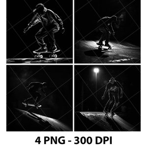 Pattinaggio Skate Boarding Skater Boy File per incisione laser Ardesia PNG Coaster Xtool Legno Nero Bianco Scala di grigi Cnc Glowforge LightBurn Diodo CO2