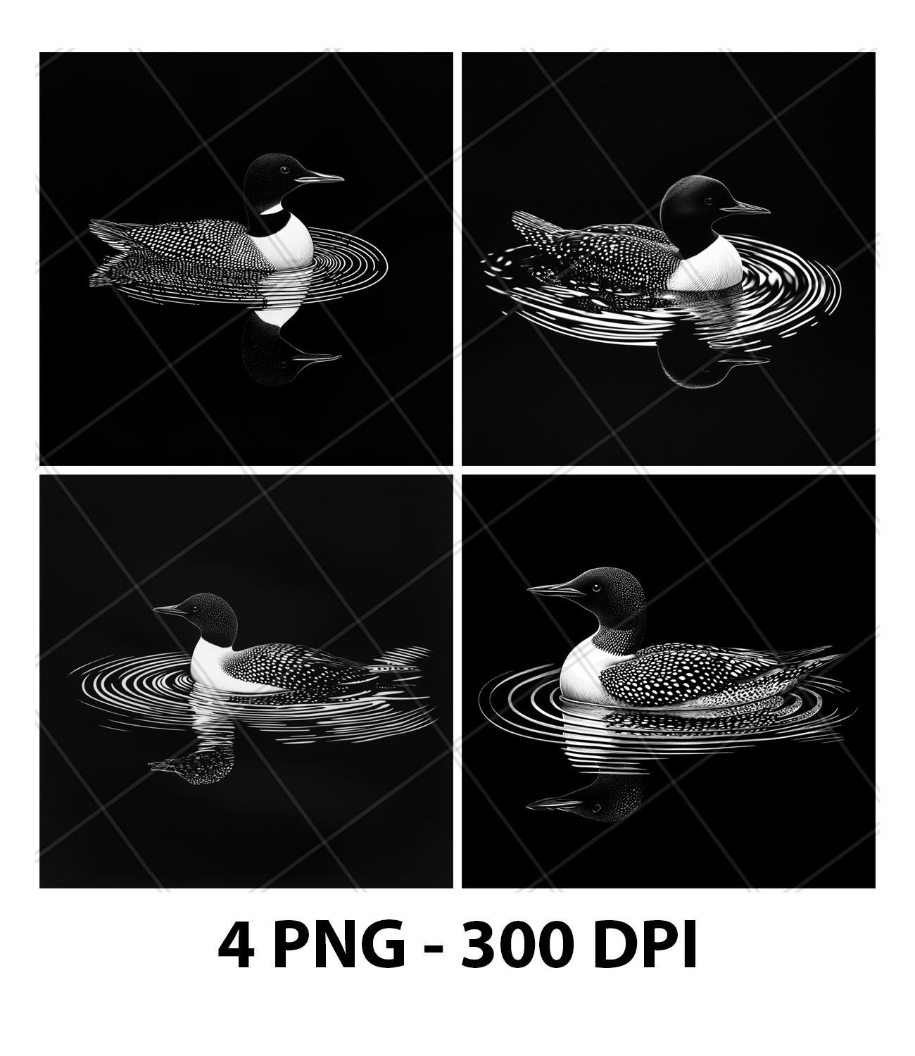 カナダの湖と池のルーン鳥のスレート彫刻ファイル、レーザー彫刻PNG 