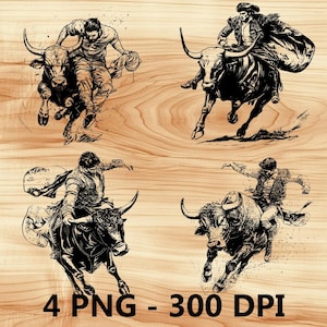 Matador Toro mexicano español Archivo láser Grabado en madera PNG Tabla de cortar para cocina Patrón de tablón Posavasos Xtool Glowforge LightBurn