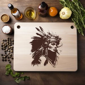 Chica india femenina, archivo PNG láser, grabado, tablero de madera, bandeja, charcutería, tabla, quemar, posavasos, grabado Xtool, negro, blanco, CNC, Glowforge, LightBurn, CO2
