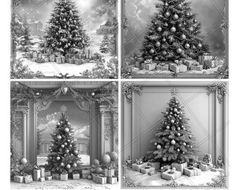 Winter Decors Bells Christmas Tree Slate Engraving File Laser Engraved PNG Design Pattern 2026 Trending Gift Personalized Wood Etched Stone