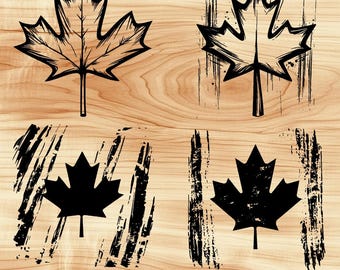 Canada Symbol Maple Leaf Flag Laser File Wood Engraving PNG Kitchen Cut Chop Board Plank Pattern Coaster Xtool Glowforge LightBurn CO2