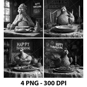 Vakantie Happy Thanksgiving Turkije Lasergravure Bestand Leisteen PNG Onderzetter Xtool Hout Zwart Wit Grijstinten Cnc Glowforge LightBurn CO2-diode