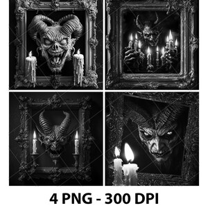 Enge Gehoornde Duivel Lucifer Satan Lasergravure Bestand Leisteen PNG Onderzetter Xtool Hout Zwart Wit Grijstinten Cnc Glowforge LightBurn CO2-diode