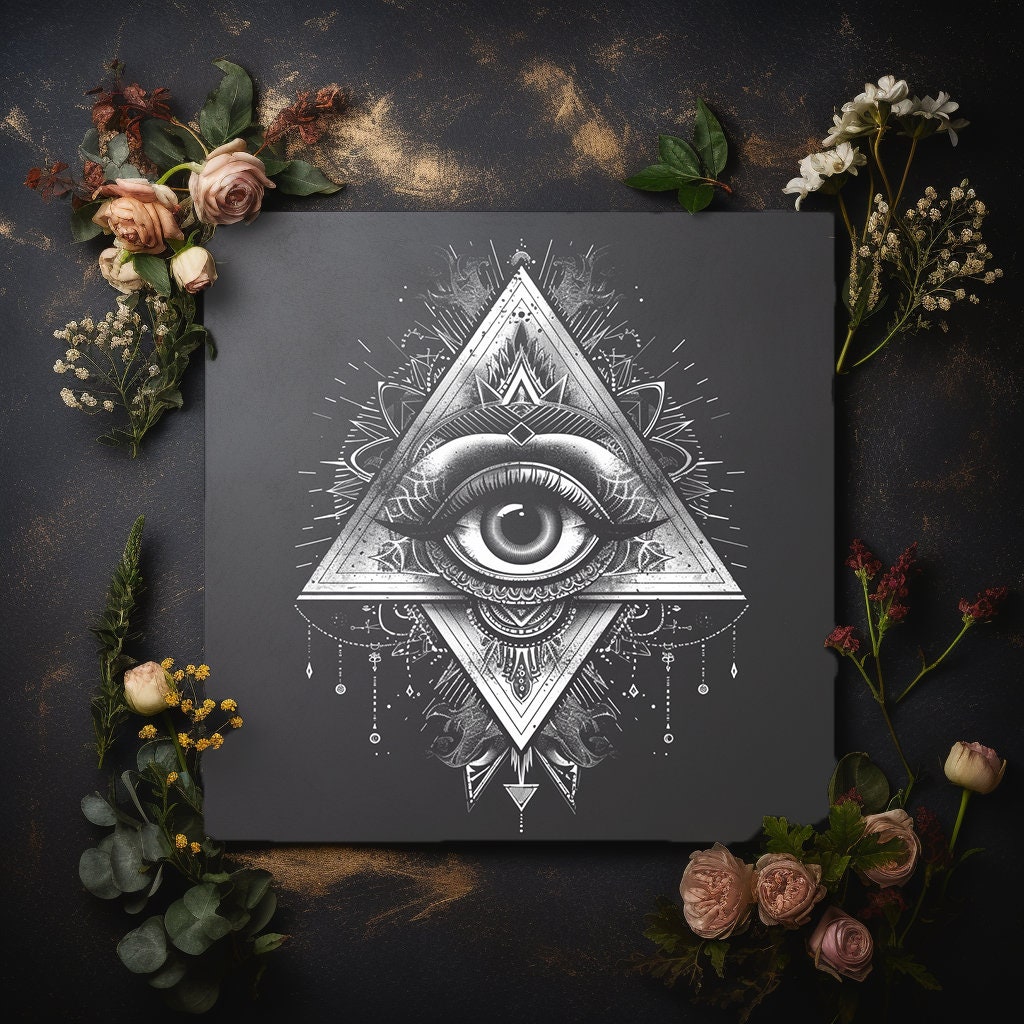 Iluminarty Inlay Pattern Illuminati Eye Triangle Symbol Slate Engraving File Laser Engraved PNG ...