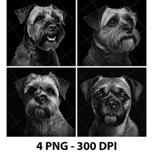Border Terrier Dog Breed Portrait Laser Engraving File Slate PNG Coaster Xtool Wood Black White Grayscale Cnc Glowforge LightBurn CO2 Diode