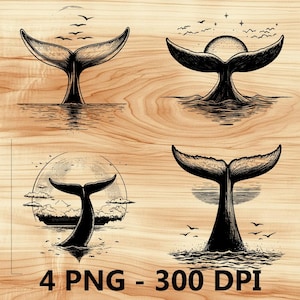 Cola de ballena, playa, puesta de sol, orilla del mar, archivo láser, grabado en madera, PNG, corte de cocina, tabla de cortar, patrón de tablón, posavasos, Xtool, Glowforge, LightBurn Diode