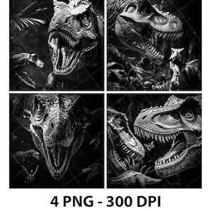 Dinosaur Jurassic Trex T Rex T-Rex Laser Engraving File Slate PNG Coaster Xtool Wood Black White Grayscale Cnc Glowforge LightBurn CO2 Diode