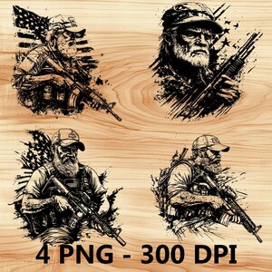 Soldado veterano, francotirador del ejército antiguo, archivo láser, grabado en madera, PNG, corte de cocina, tabla de cortar, diseño de tablón, posavasos, grabado, Xtool, Glowforge, LightBurn, CO2