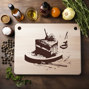 Pastel Dulces Archivo PNG Láser Grabado Tabla de Madera Bandeja Charcutería Tablón Quemar Posavasos Grabado Xtool Negro Blanco CNC, Glowforge, LightBurn, Diodo CO2