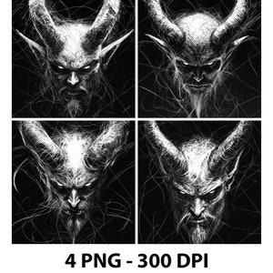 Halloween Evil Lucifer Demon Satan Laser Engraving File Slate PNG Coaster Xtool Wood Black White Grayscale Cnc Glowforge LightBurn CO2 Diode