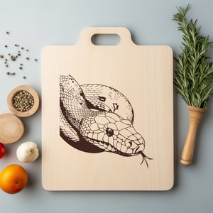 Serpiente, víbora, pitón, archivo PNG láser, grabado, tablero de madera, bandeja, embutido, tabla, quemar, posavasos, Xtool, negro, blanco, CNC, Glowforge, LightBurn, CO2