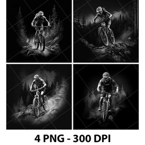 Radfahrer Up Down Hill Mountain Fahrrad Laser Gravierdatei Schiefer PNG Untersetzer Xtool Holz Schwarz Weiß Graustufen Cnc Glowforge LightBurn CO2