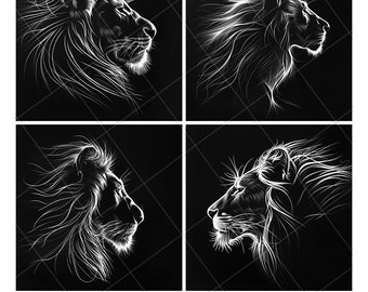 Lion Face Head Lioness Cub Tiger Slate Engraving File Wood Engrave PNG Design Pattern 2026 Trending Gift Personalized Wood Etched Stone