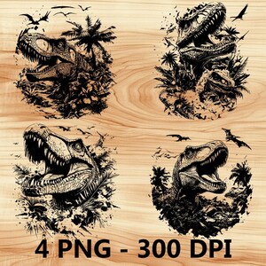 Dinosaurio Raptor T Rex con cara aterradora Archivo láser Grabado en madera PNG Tabla de cortar para cocina Patrón de tablón Posavasos Xtool Glowforge LightBurn CO2 2D