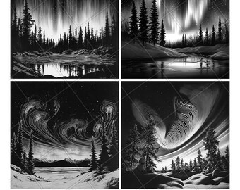 Northern Lights Cold Winter Sky Slate Engraving File Laser Engraved PNG Design Pattern 2026 Trending Gift Personalized Wood Etched Stone Art