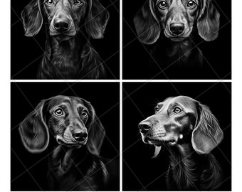 Dachshund Dog Cute Portrait 2D Slate Engraving File Laser Engraved PNG Design Pattern 2026 Trending Gift Personalized Wood Etched Stone Art