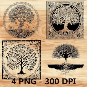 Árbol de la Vida, Bien, Mal, Conocimiento, Archivo láser, Grabado en madera, PNG, Corte de cocina, Tabla de cortar, Diseño de tablón, Posavasos, Grabado, Xtool, Glowforge, LightBurn
