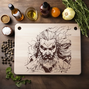 Zeus Lord God Thunder Lightning Greek Laser PNG File Engrave EPS SVG Wood burn Coaster Etch Xtool Black White Cnc,Glowforge,LightBurn,Co2 2D
