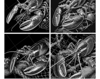 East Coast Atlantic Lobster  Diod Slate Engraving File Wood Engrave PNG Design Pattern 2026 Trending Gift Personalized Wood Etched Stone