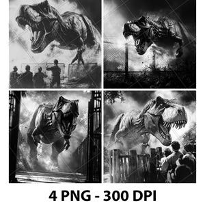 Raptor Bite T Rex Dinosaur Attack Laser Engraving File Slate PNG Coaster Xtool Wood Black White Grayscale Cnc Glowforge LightBurn CO2 Diode