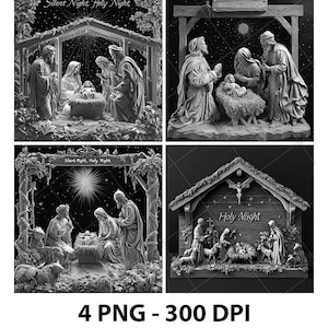 Archivo de grabado láser de la noche de paz y la muerte de Jesucristo, posavasos de pizarra PNG, Xtool, madera, negro, blanco, escala de grises, CNC, Glowforge, LightBurn, CO2
